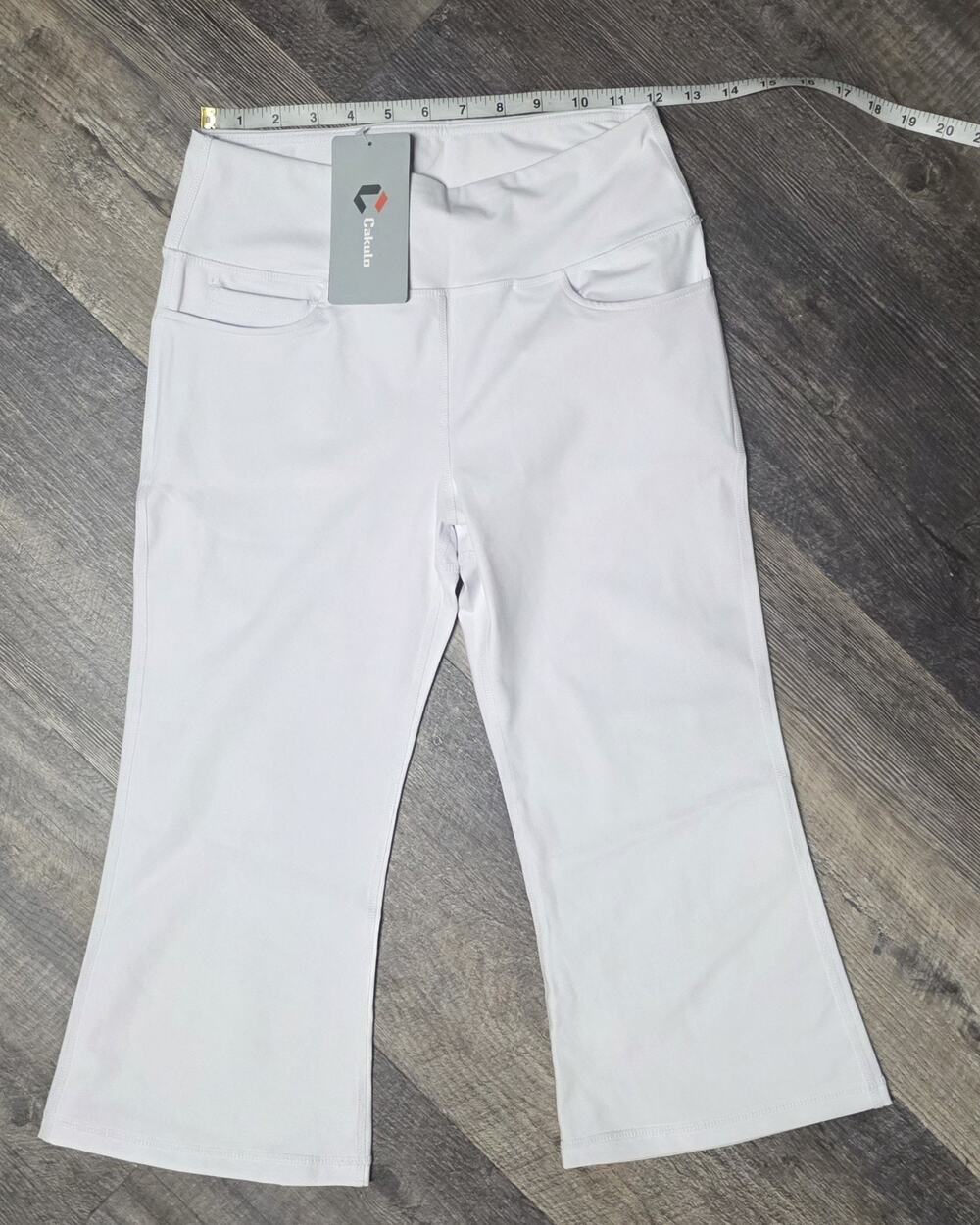 Cakulo NWT White Cropped Capri Yoga Pants Size S Small Stretch Active Golf